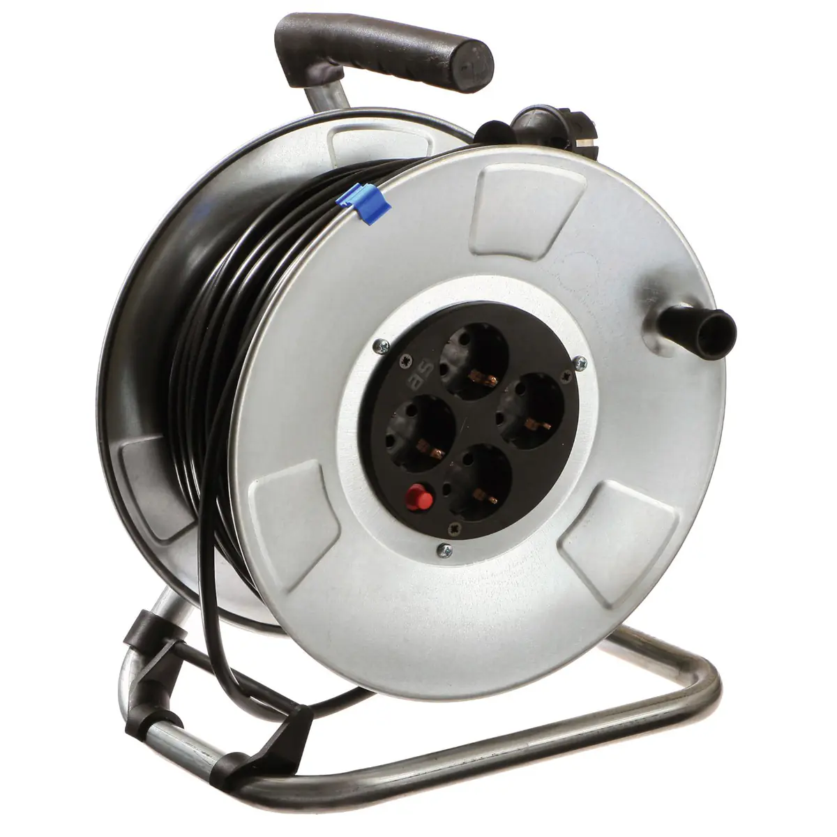 Bachmann - Verlängerungsrolle - Wechselstrom 250 V - Ausgangsanschlüsse: 4 (Stromversorgung) - 25 m Schnur - Silber