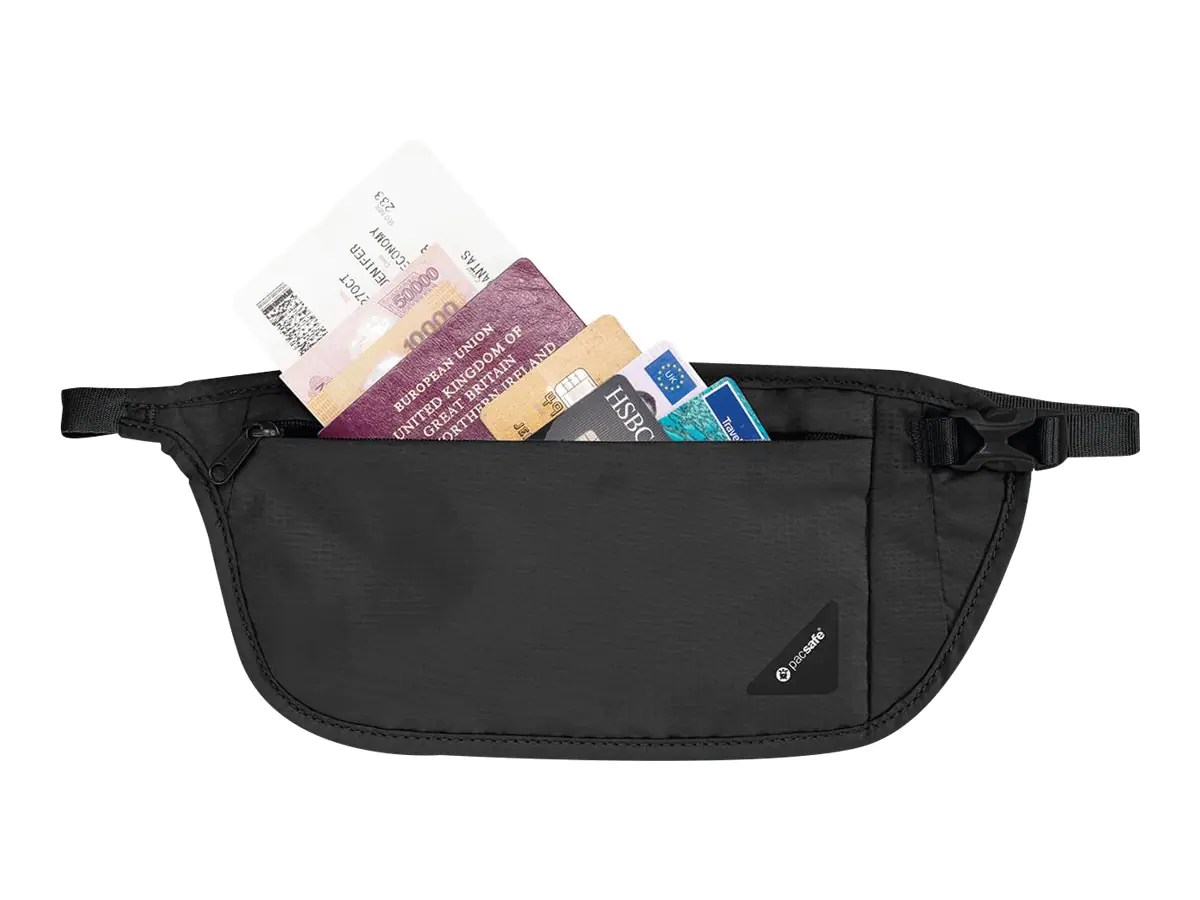 Pacsafe RFIDsafe V100 - Gürteltasche - Nylon, 75D-Polyester, Polyurethan 1000 mm - Schwarz