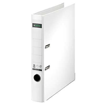 Leitz Ordner 50mm DIN A4 Rückenschild: geklebt Werkstoff: Pappe Material außen: Papier Material innen: Papier weiß