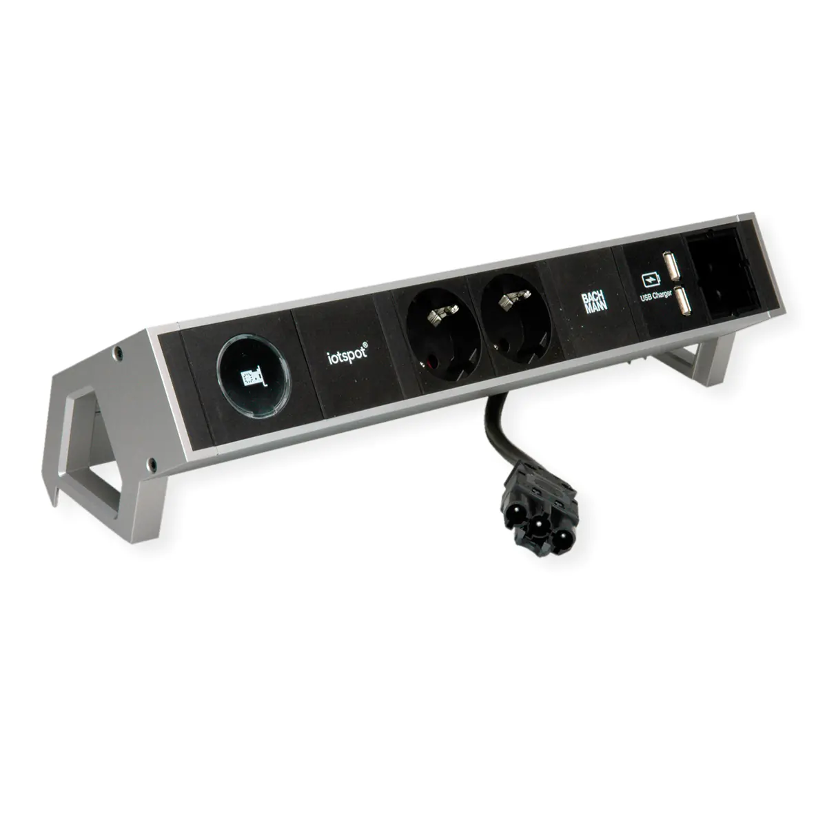 Bachmann Desk2 Steckdosenleiste 1xiotspot 2xDosen CEE7 1xUSBCharger 1xCM GST18 - Steckdosenleiste