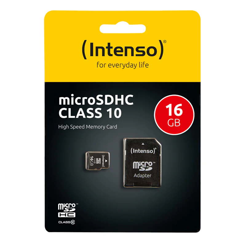 Intenso Class 10 - Flash-Speicherkarte (microSDHC/SD-Adapter inbegriffen) - 16 GB - Class 10 - microSDHC