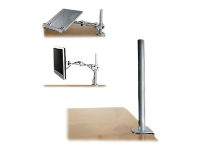 Lindy Desk Clamp Pole - Montagekomponente (C-Klammer, Montagestange) - für LCD-Display/Notebook - Metall - Silber, Pulverbeschichtung - Schreibtisch