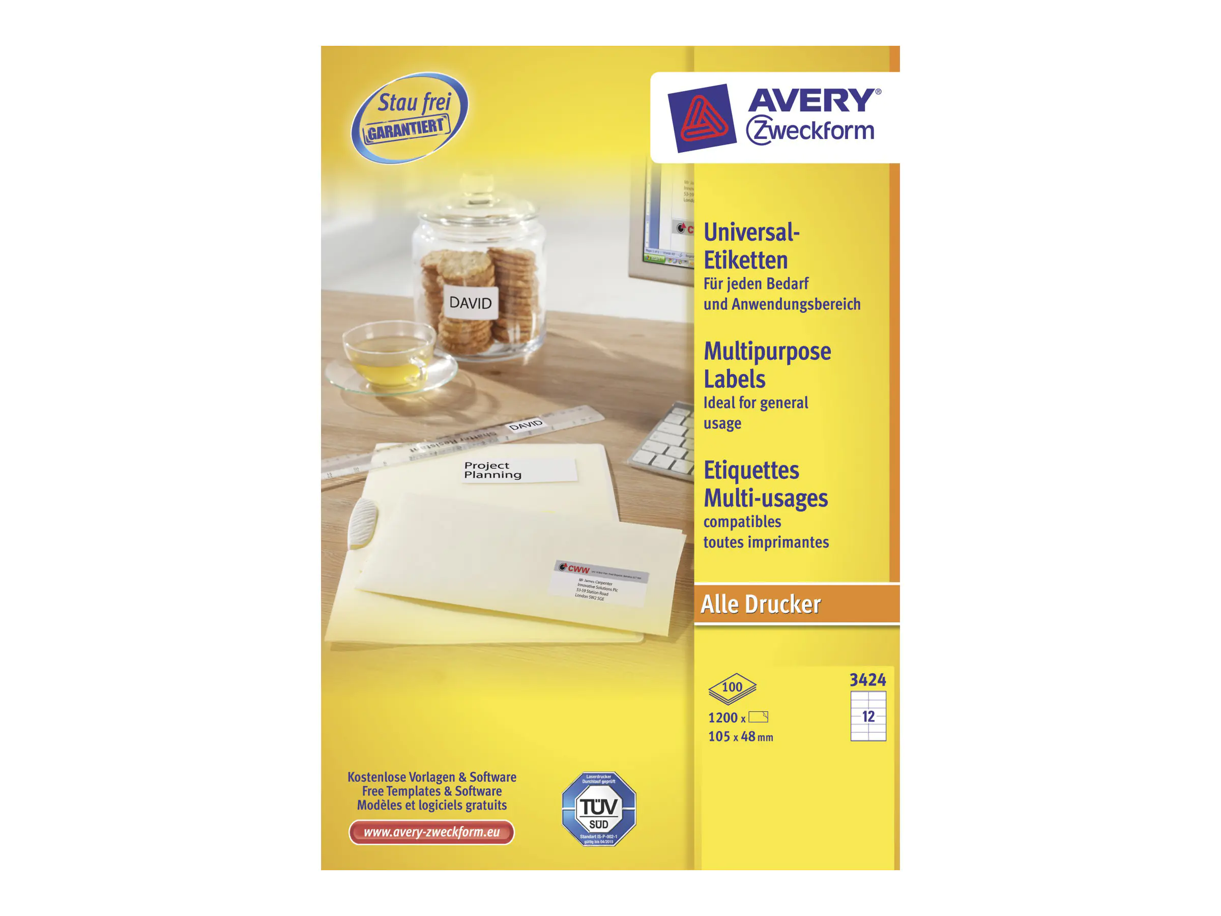 Avery Zweckform Avery - Weiß - 105 x 48 mm 1200 Etikett(en) (100 3424