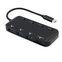 Roline USB3.2 Gen1 Notebook Hub Typ C 3x A mit Schalter+ CardReader