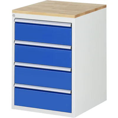 RAU Schubladenschrank 7000 580 x 825 x 650 mm (B x H x T) 4 Schubladen Farbe der Front: enzianblau Farbe des Korpus: lichtgrau