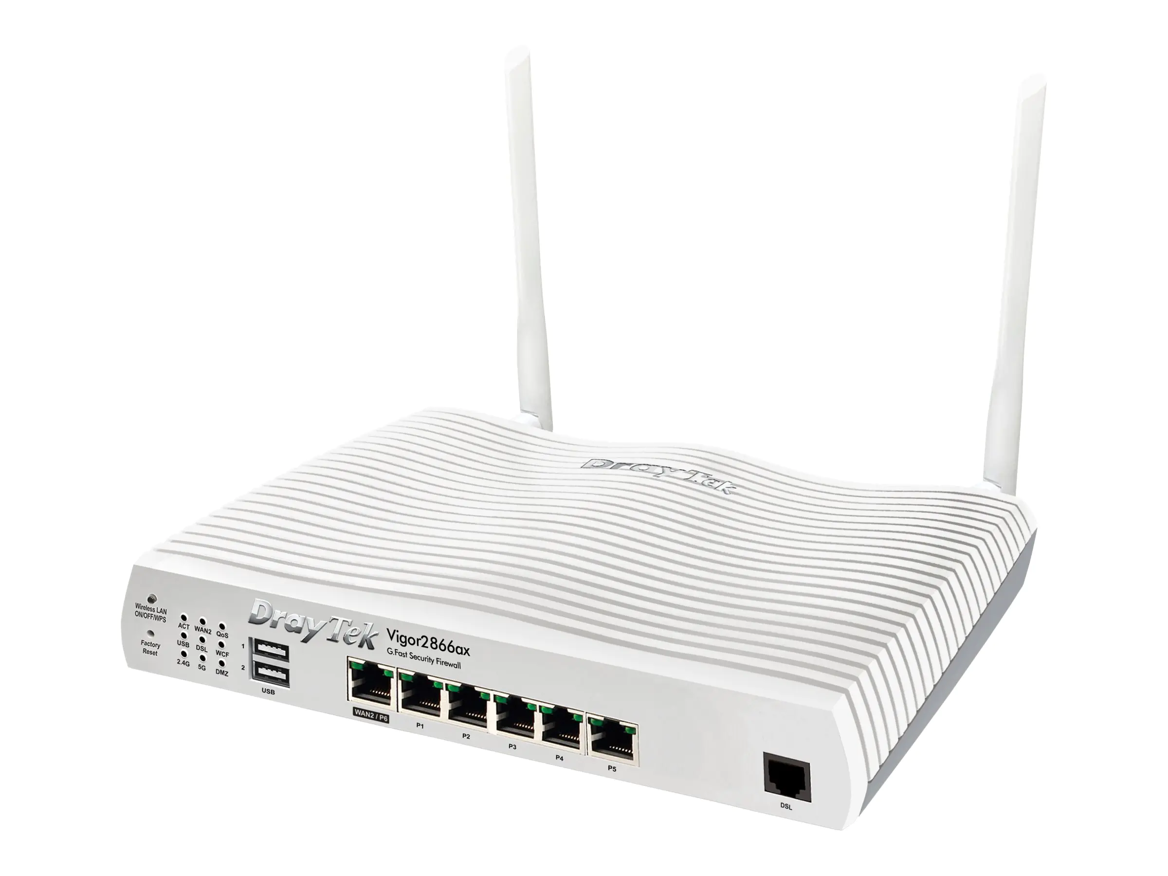 Draytek Vigor 2866ax - Wireless Router - DSL-Modem Switch mit 6 Ports - 1GbE, PPP - WAN-Ports: 2 - Wi-Fi 6 - Dual-Band - wandmontierbar