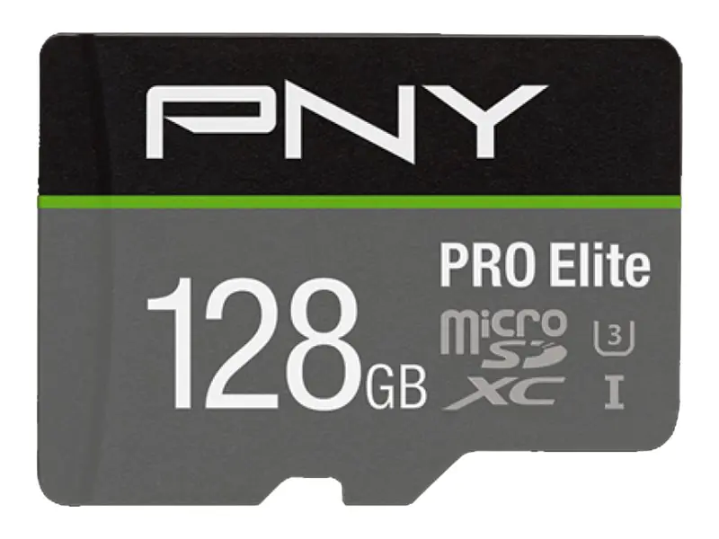 PNY PRO Elite - Flash-Speicherkarte (microSDXC-an-SD-Adapter inbegriffen) - 128 GB - A1 / Video Class V30 / UHS-I U3 / Class10 - microSDXC UHS-I