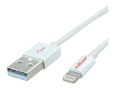 Roline - Lightning-Kabel - Lightning (M) bis USB (M) - 15 cm - abgeschirmt - weiß - geformt - für Apple iPad/iPhone/iPod (Lightning)