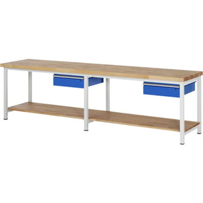 RAU Werkbank 8000 3.000 x 840-1.040 x 700 mm (B x H x T) enzianblau lichtgrau