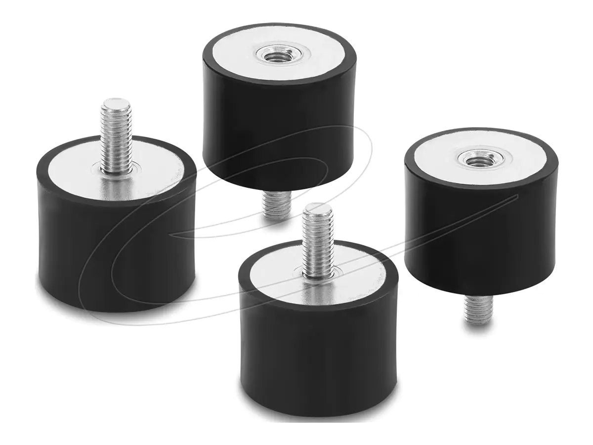 Delock Vibrationsdämpfer - mit Innen- und Außengewinde - Schwarz (Packung mit 4) 60822