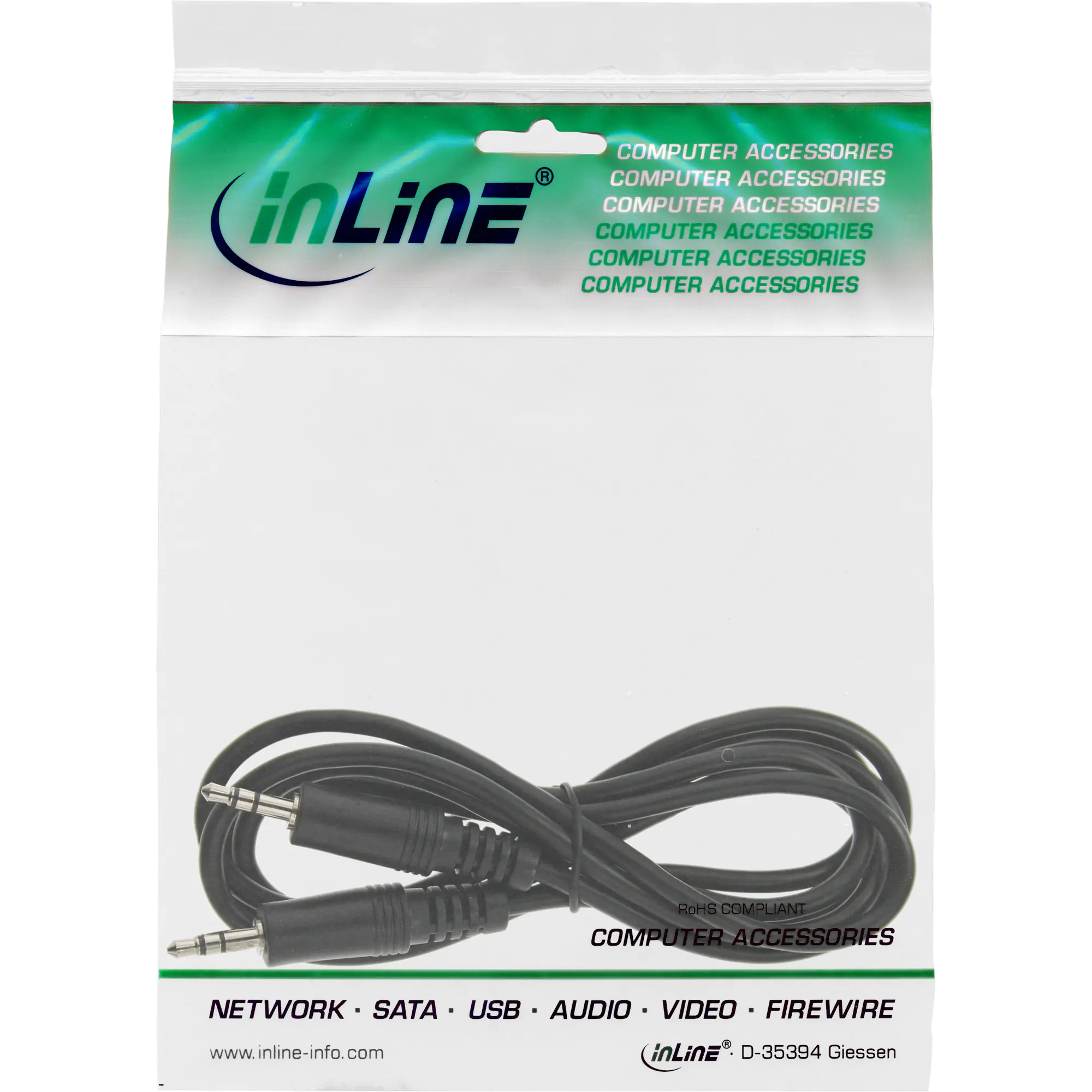 InLine Klinke Kabel - 3,5mm Stecker / Stecker - Stereo - 0,3m 99932E