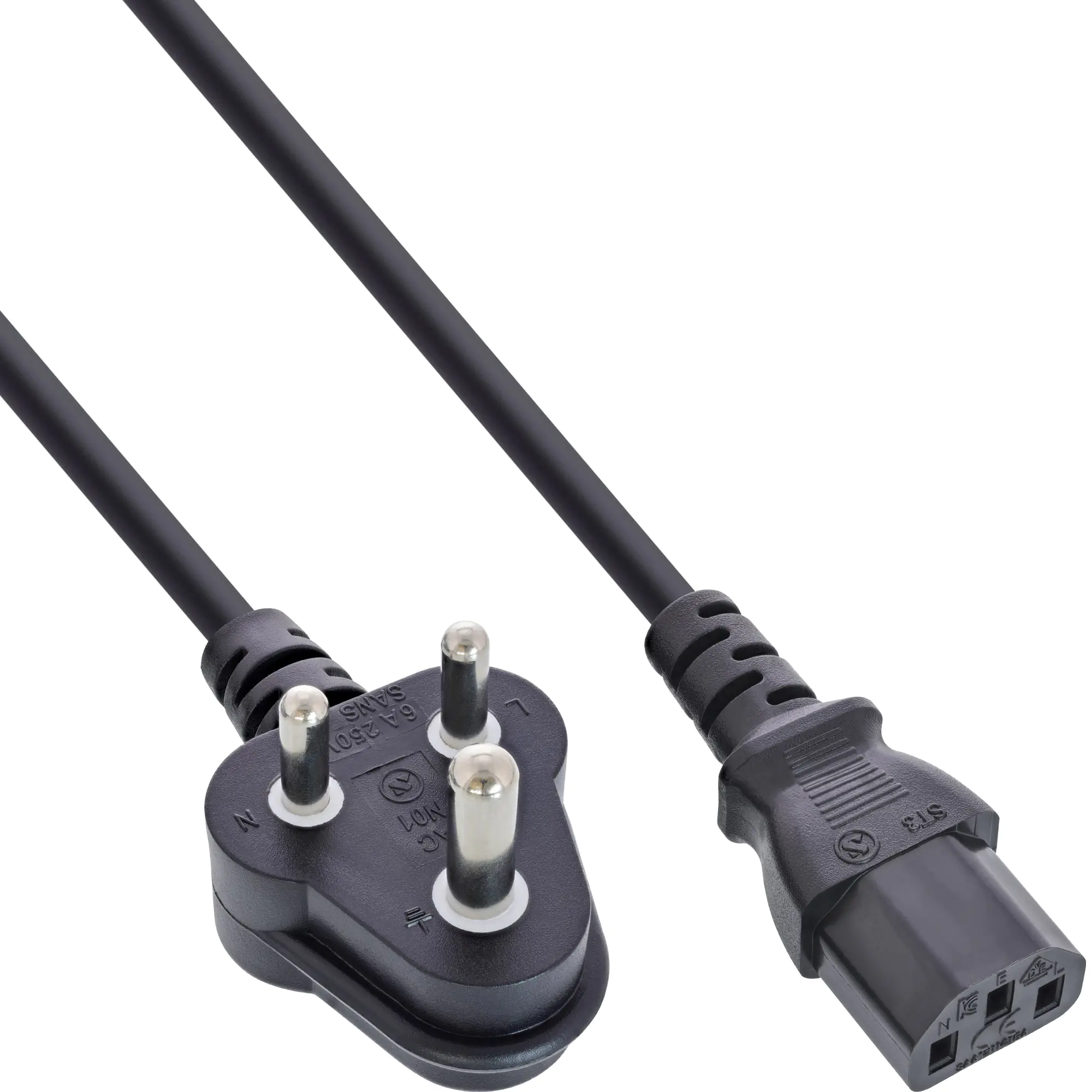 InLine 35er B-Pack Netzkabel - Netzstecker Südafrika / Kaltgeräte ST C13 - 1,8m B-16652R