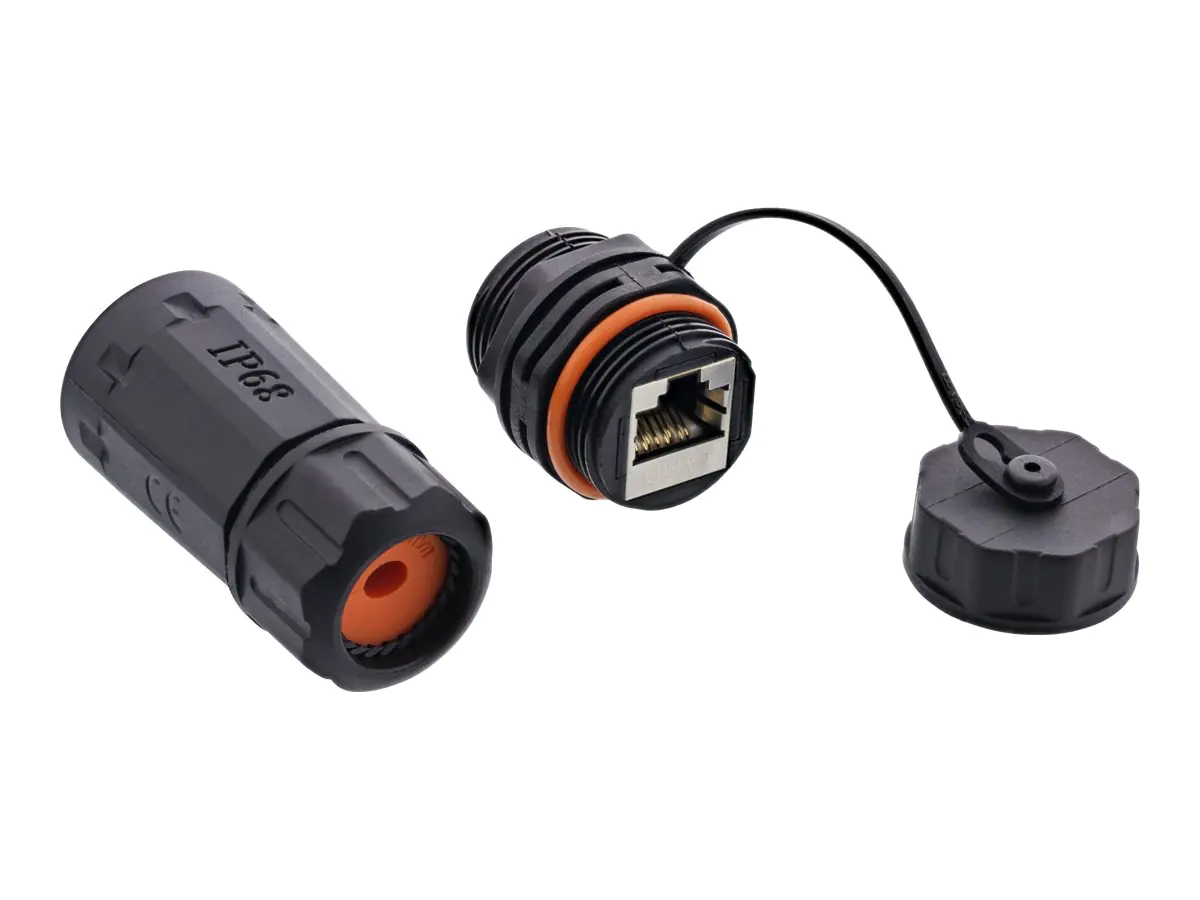 InLine - Netzwerkkoppler - RJ-45 (W) zu RJ-45 (W) - abgeschirmt - CAT 6a - im Freien - Schwarz