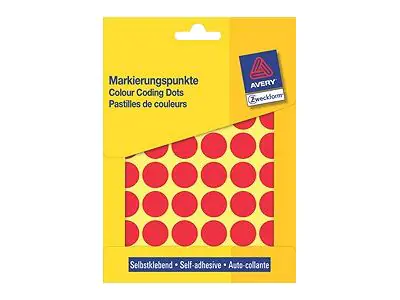 Avery Zweckform Farbkodierungspunkt - 1,8 cm Durchmesser - Rot (Packung mit 1056) 3374