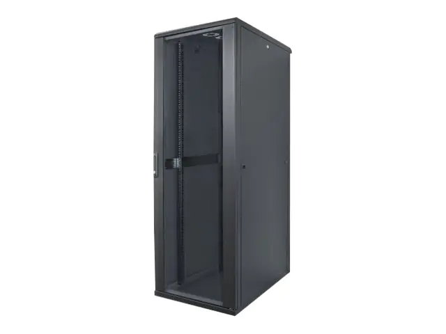 Intellinet Network Cabinet, Free Standing (Standard), 36U, Usable Depth 123 to 573mm/Width 703mm, Black, Assembled, Max 1500kg, Server Rack, IP20 rated, 19", Steel, Multi-Point Door Lock, One Lock Per Side Panel, Three Year Warranty - Schrank Netzwerkschr