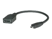Roline - HDMI-Kabel mit Ethernet - 19 pin micro HDMI Type D männlich zu HDMI weiblich - 15 cm - abgeschirmt - Schwarz