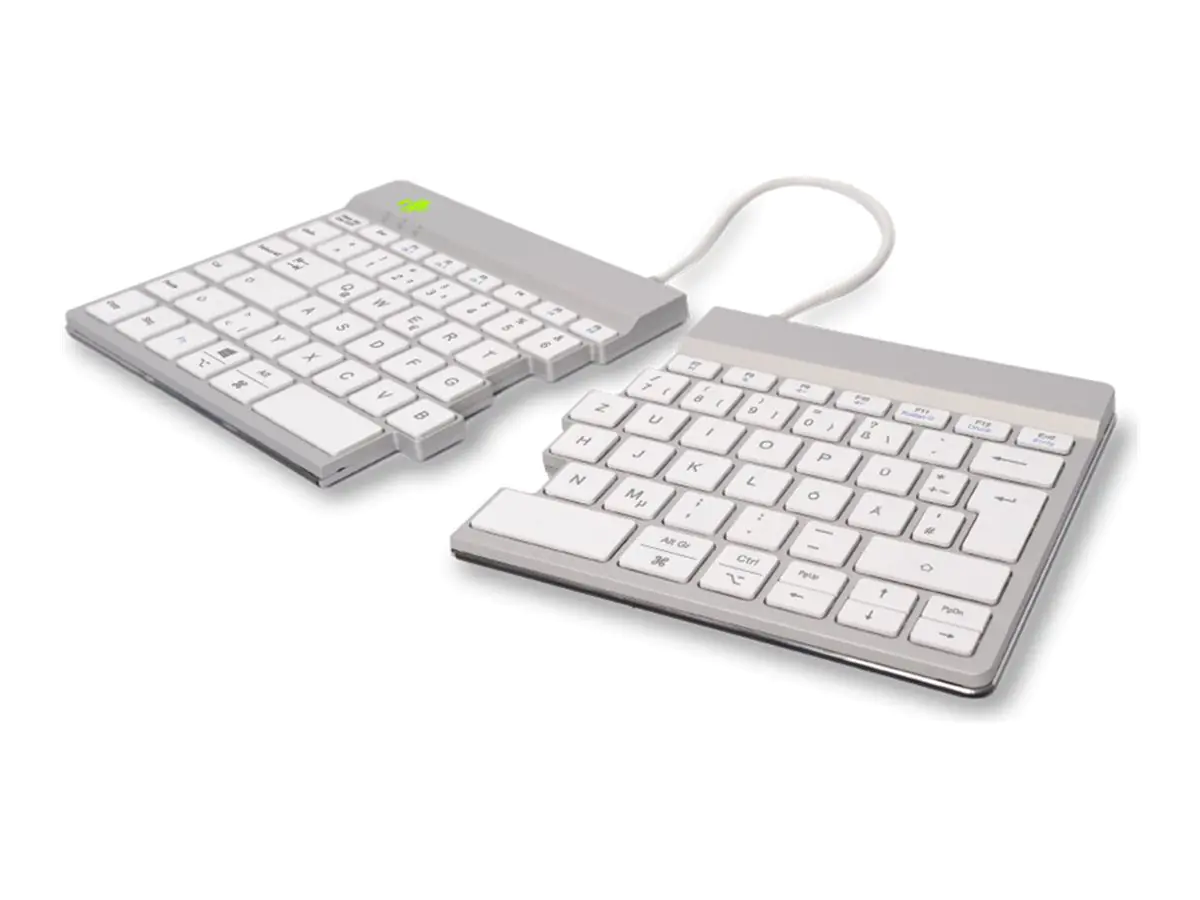 R-Go Ergonomische Tastatur Split break - Tastatur - mit integrierter Pauseanzeige - kabellos - Bluetooth 5.0 - QWERTZ - Deutsch - weiß