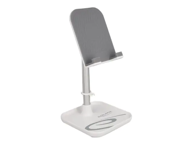 Delock - Ständer für Handy, Tablet - Teleskopständer mit Ablage - weiß, Silber