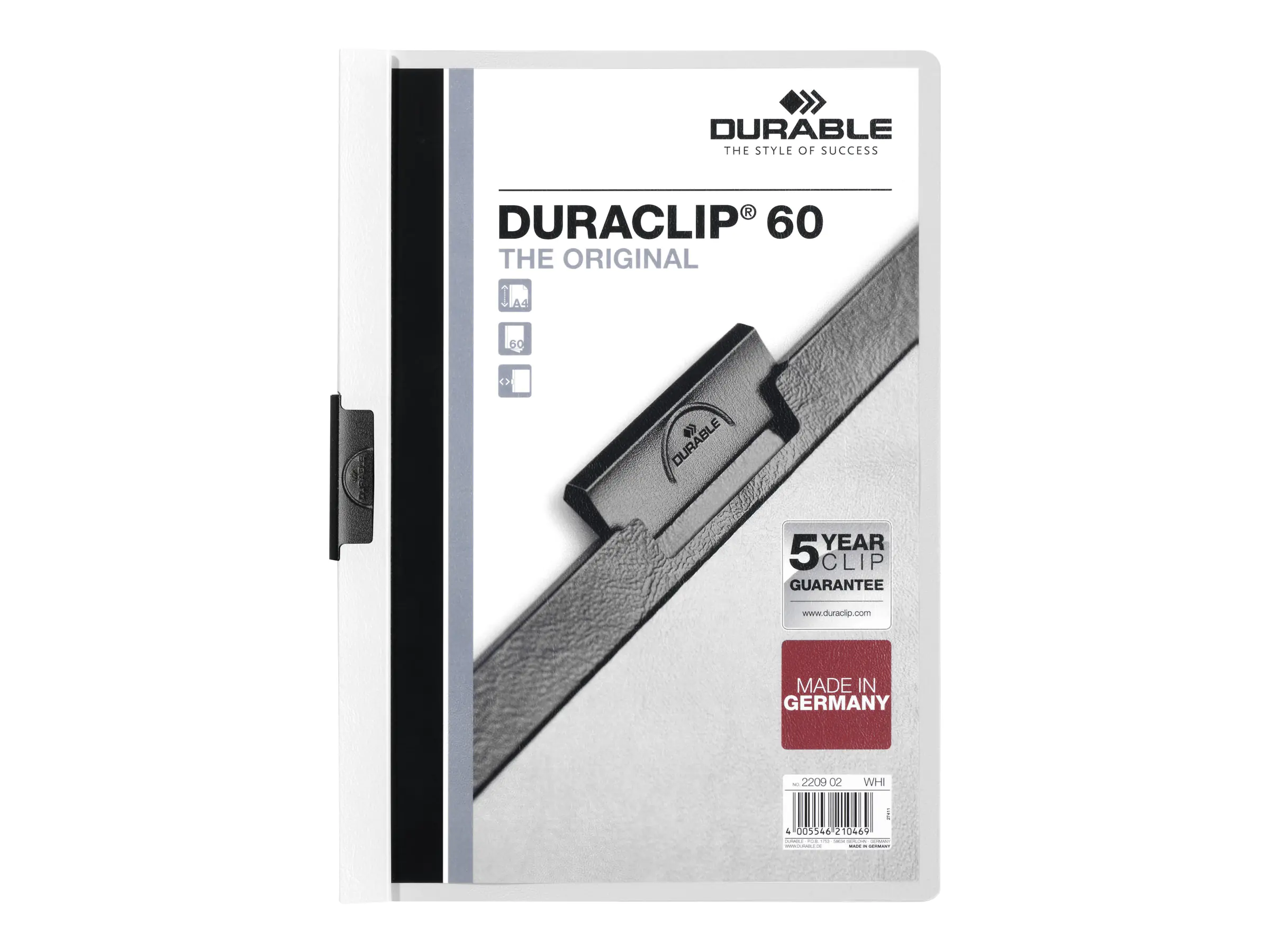 Durable DURACLIP 60 - Klemmhefter - für A4 (210 x 297 mm) 2209 02