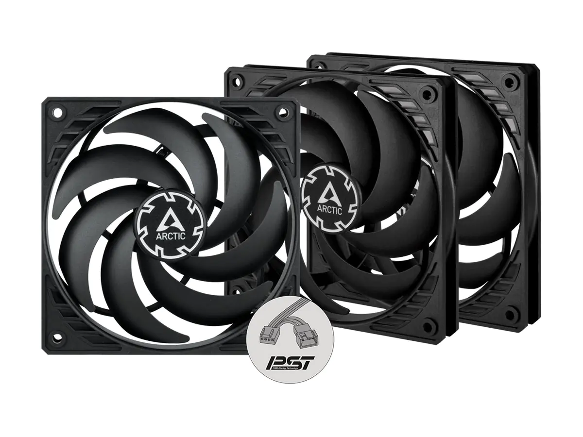 Arctic P12 Slim PWM PST 120 mm PWM Lüfter optimiert für statischen Druck mit integriertem Y-Kabel, Ventilator, 12 cm, 2100 RPM, 0,3 Sone, 41,1 cfm, 71,53 m³/h ACFAN00275A