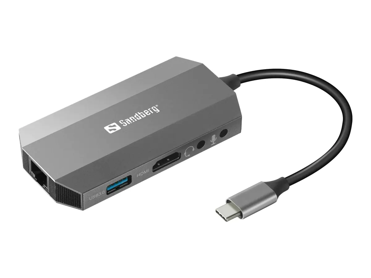 Sandberg USB-C 6-in1 Travel Dock - Dockingstation - USB-C - HDMI - 1GbE