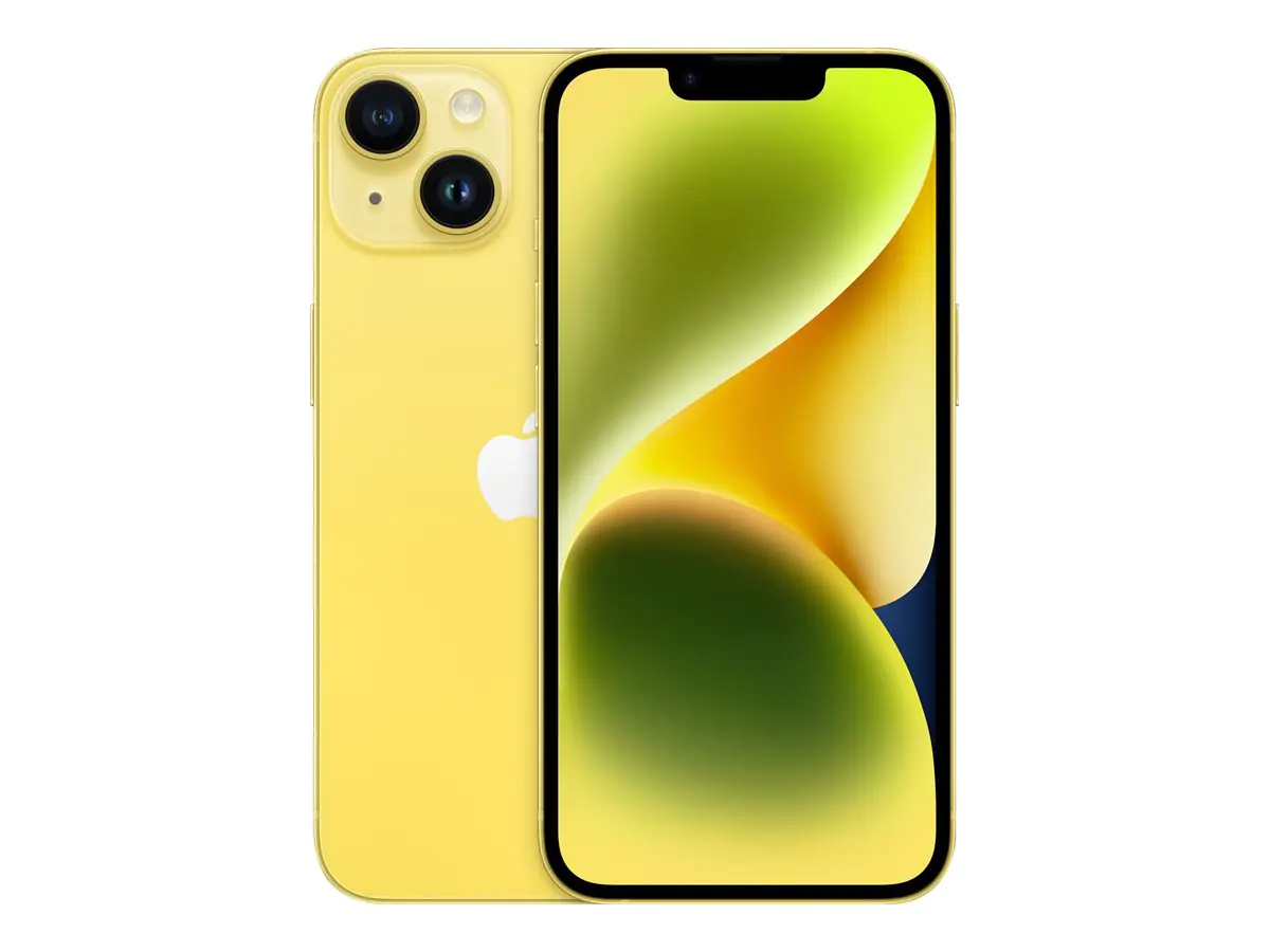 Apple iPhone 14 - 5G Smartphone - Dual-SIM / Interner Speicher 512 GB - OLED-Display - 6.1" - 2532 x 1170 Pixel - 2 x Rückkamera 12 MP, 12 MP - front camera 12 MP - Gelb