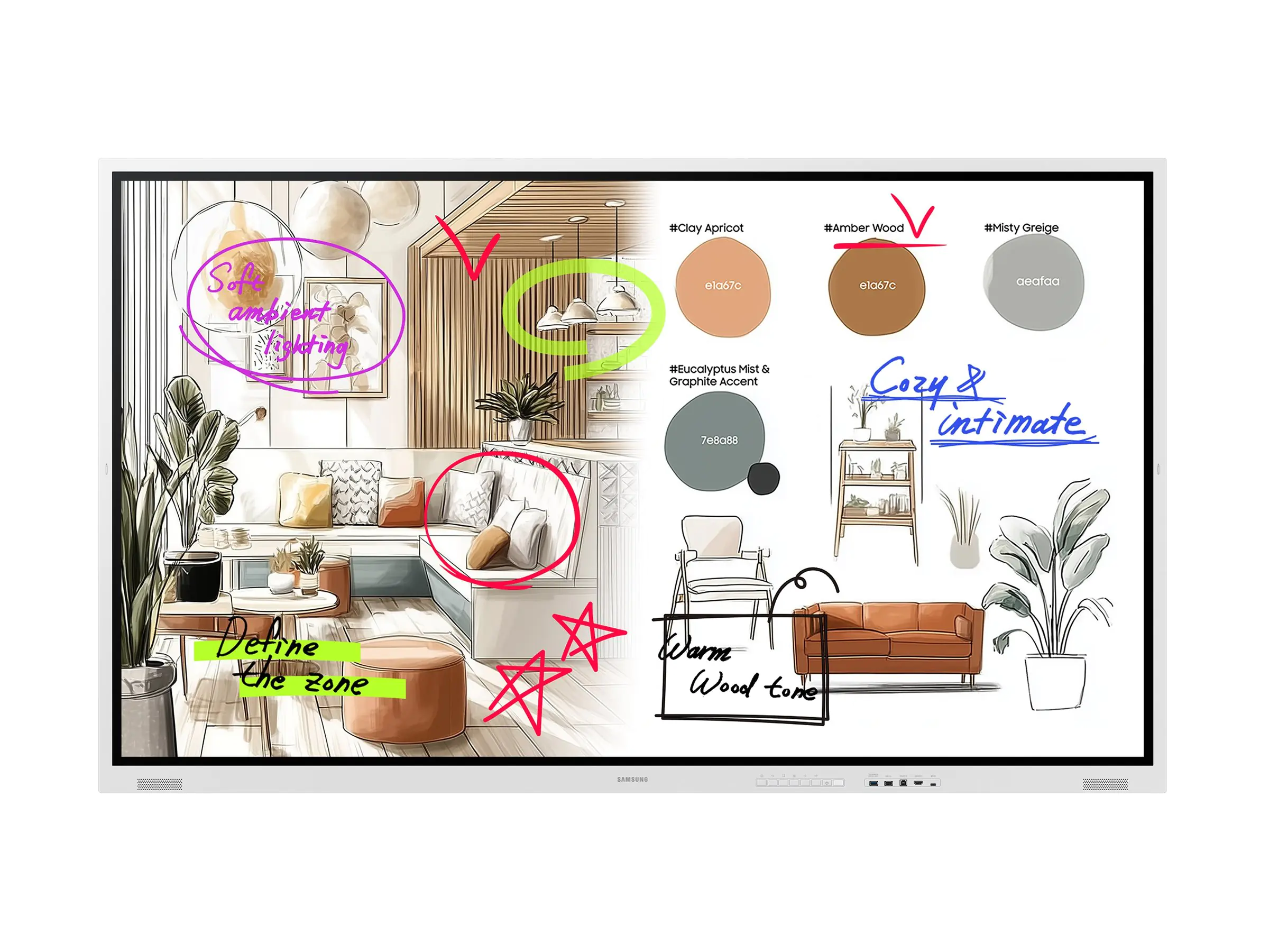 Samsung Flip WM75FX - 190 cm (75") Diagonalklasse WMFX Series LCD-Display mit LED-Hintergrundbeleuchtung - Bildung / Geschäft - mit interaktives Whiteboard integriert, Touchscreen (Multitouch) LH75WMFWLGCXEN