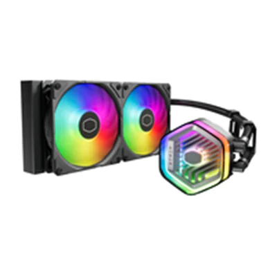 CoolerMaster MasterLiquid 240 Atmos ARGB - Prozessor-Flüssigkeitskühlsystem - Kühlergröße: 240 mm - (für: LGA1700, LGA1200, LGA1151, LGA1150, LGA1155, LGA1156, AM4, AM5) - 120 mm - Schwarz