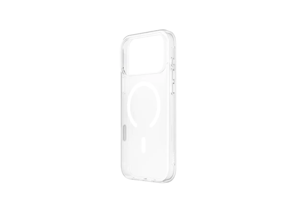 Belkin SheerForce Clear Series - Hintere Abdeckung für Mobiltelefon - MagSafe-Kompatibilität - aus recycelten Materialien hergestellt - klar - für Apple iPhone 17 Pro Max