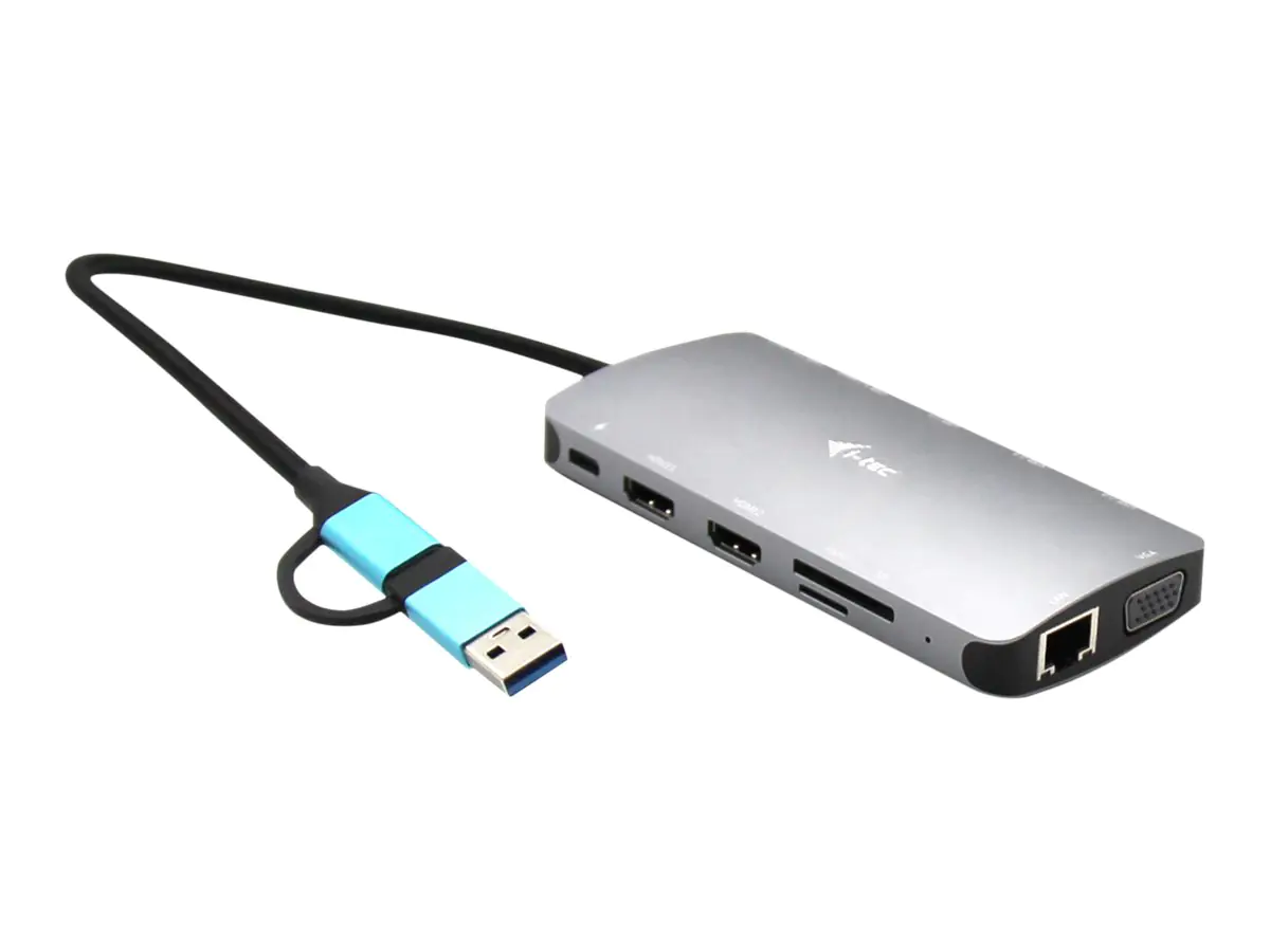 i-Tec Nano Dock - Dockingstation - USB 3.0 / USB4 / Thunderbolt 4 - VGA, 2 x HDMI - 1GbE - 100 Watt - Europa