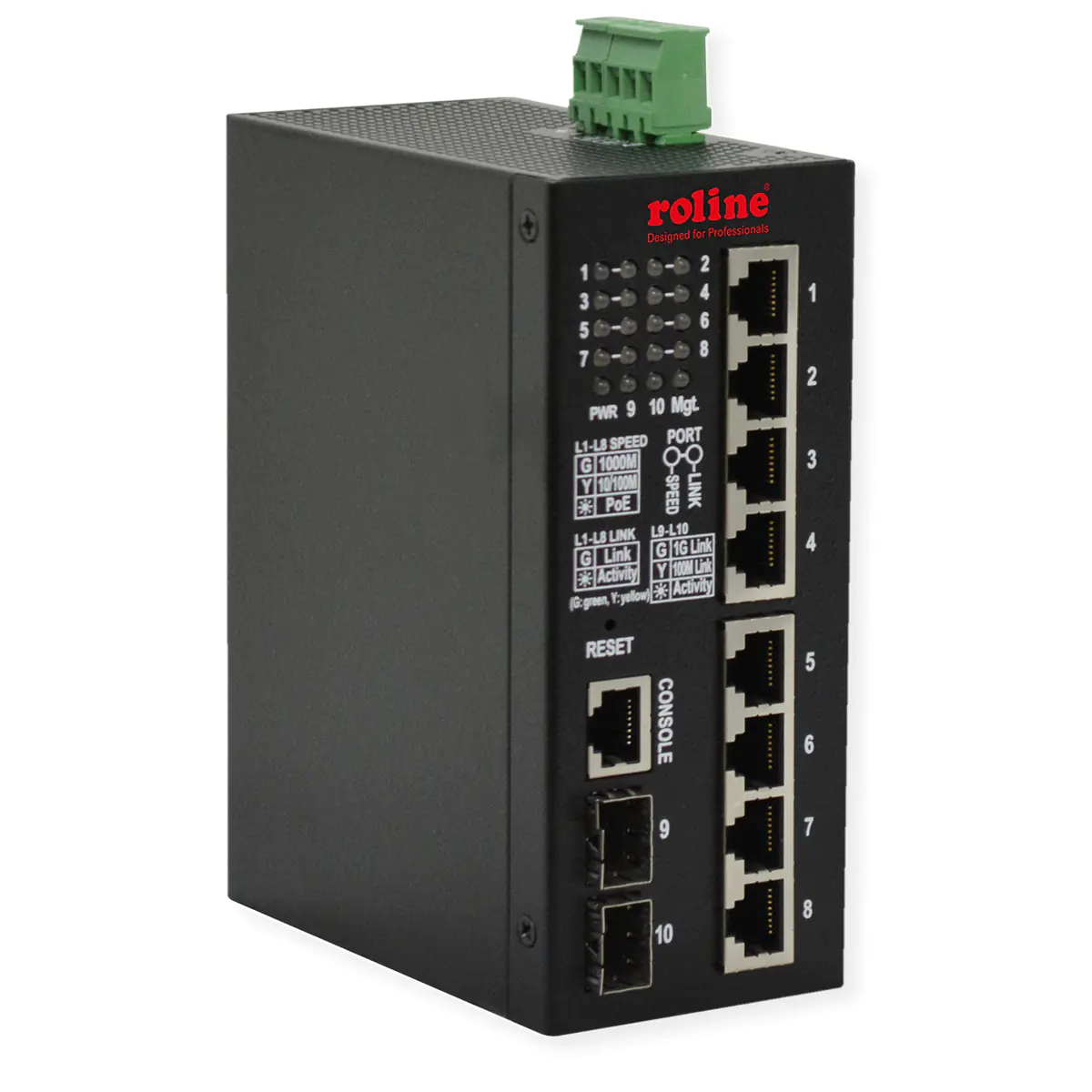ROLINE Industr. Gigabit Eth. Switch 8x+ 2x dual-speed SFP managed 240W - Switch - 1 Gbps