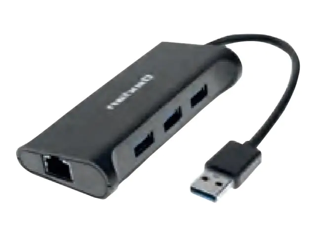 Dexlan - Hub - 3 x SuperSpeed USB 3.0 + 1 x 10/100/1000 - Desktop