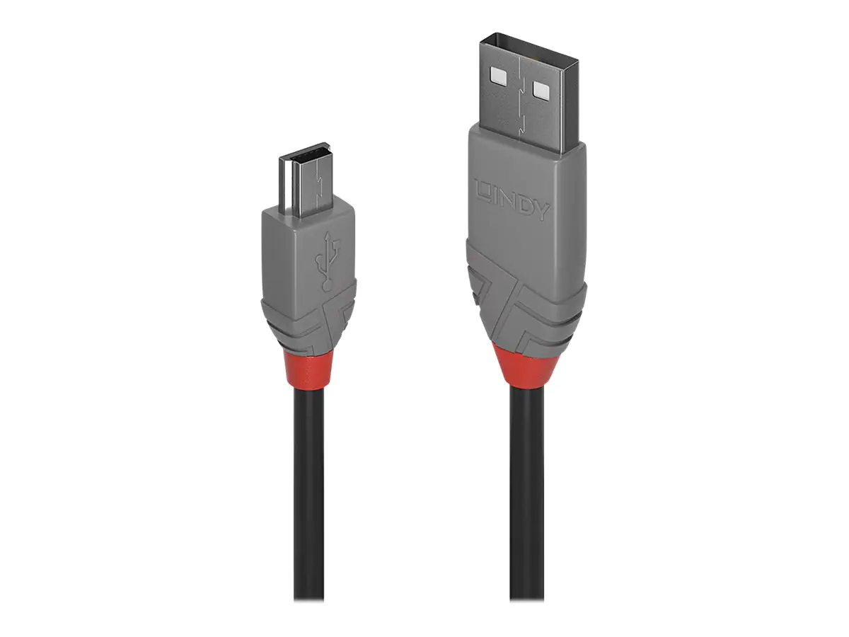Lindy Anthra Line - USB-Kabel - USB (M) zu Mini-USB, Typ B (M) - USB 2.0 - 5 m - rund - Schwarz