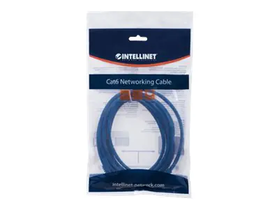Intellinet Network Patch Cable, Cat6, 0.5m, Blue, CCA, U/UTP, PVC, RJ45, Gold Plated Contacts, Snagless, Booted, Lifetime Warranty, Polybag - Patch-Kabel - RJ-45 (M) zu RJ-45 (M) - 45 cm - UTP - CAT 6 - geformt, ohne Haken - Blau