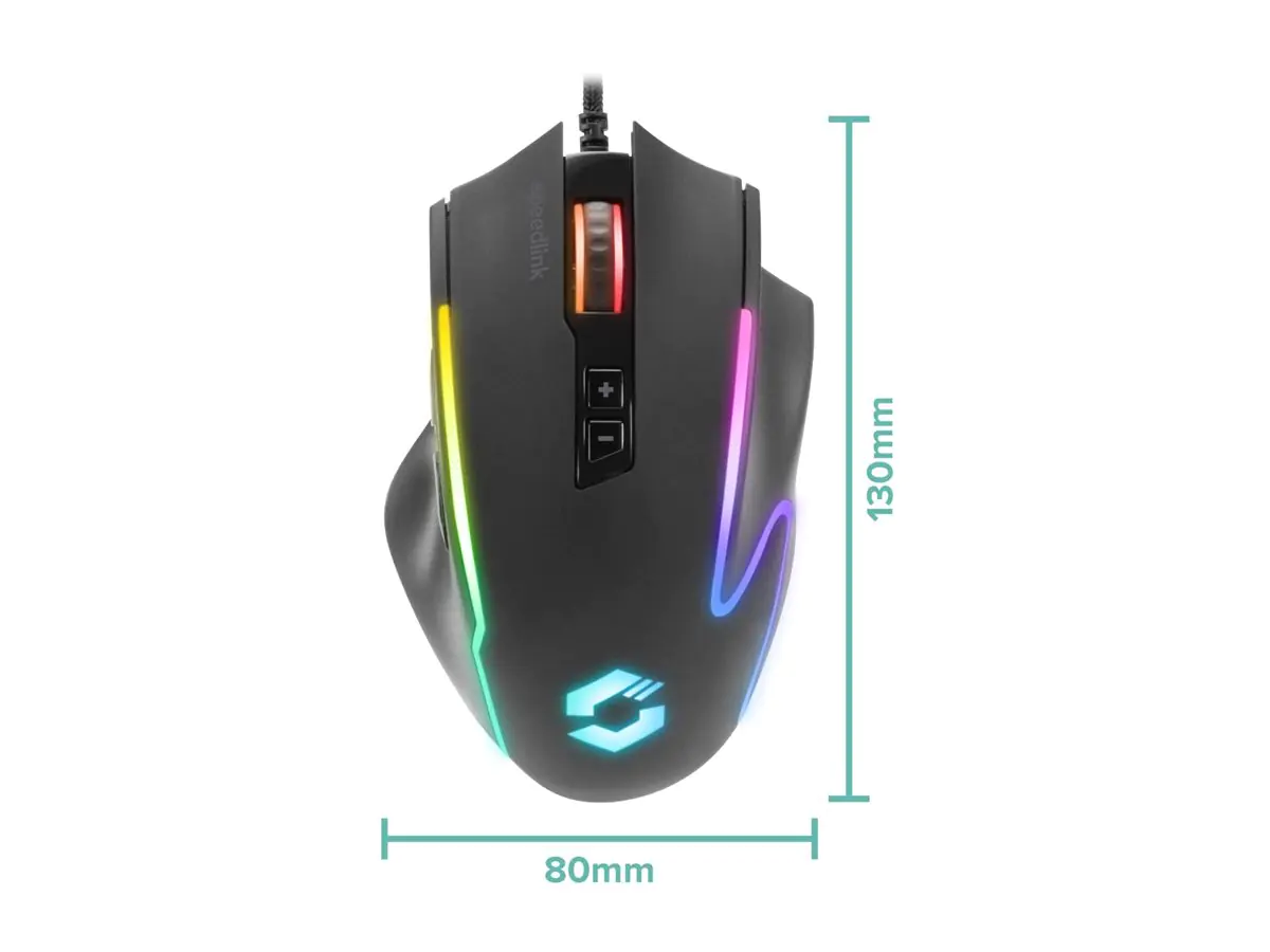 SPEEDLINK Gaming Maus DECUS 12800 DPI USB gummiert sw retail - Maus