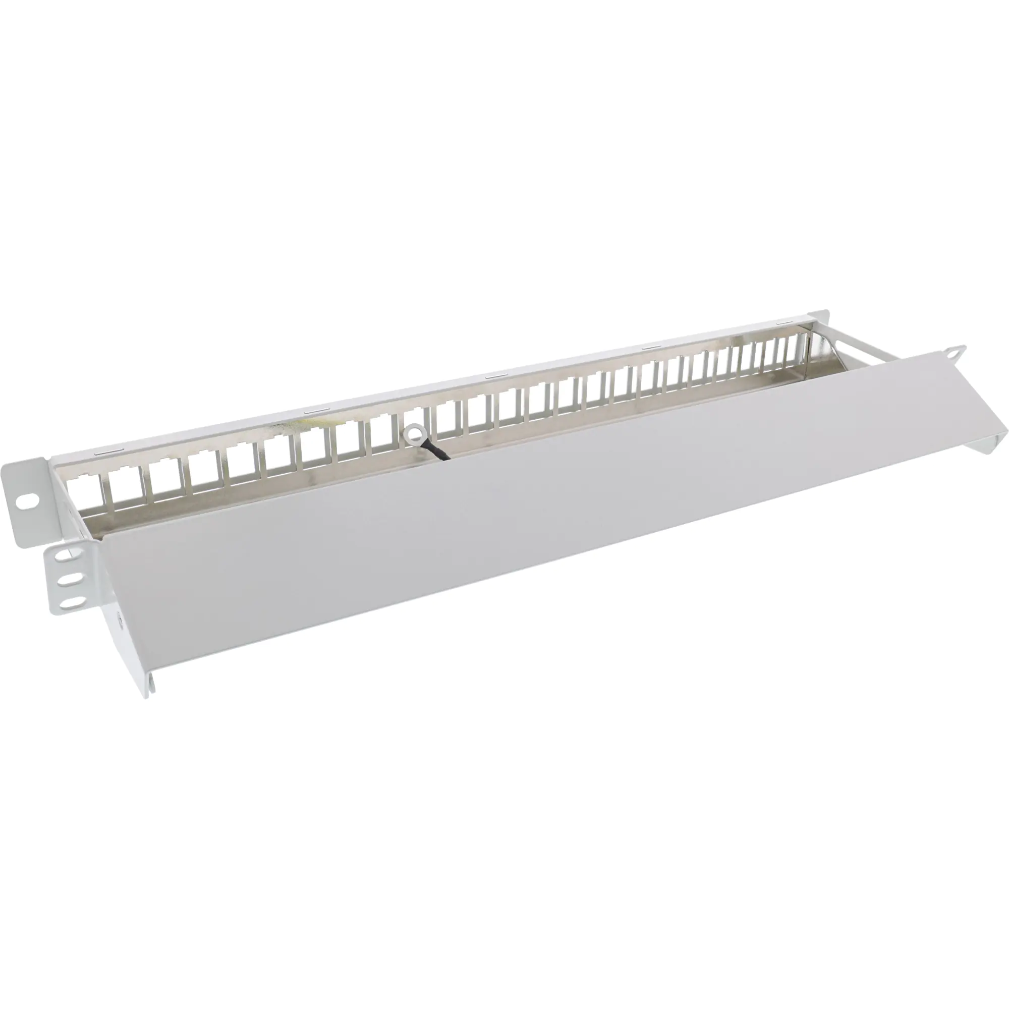InLine Patchfeld 24-fach - Keystone Leerblech Patchpanel mit Auszug - 19" - 1HE