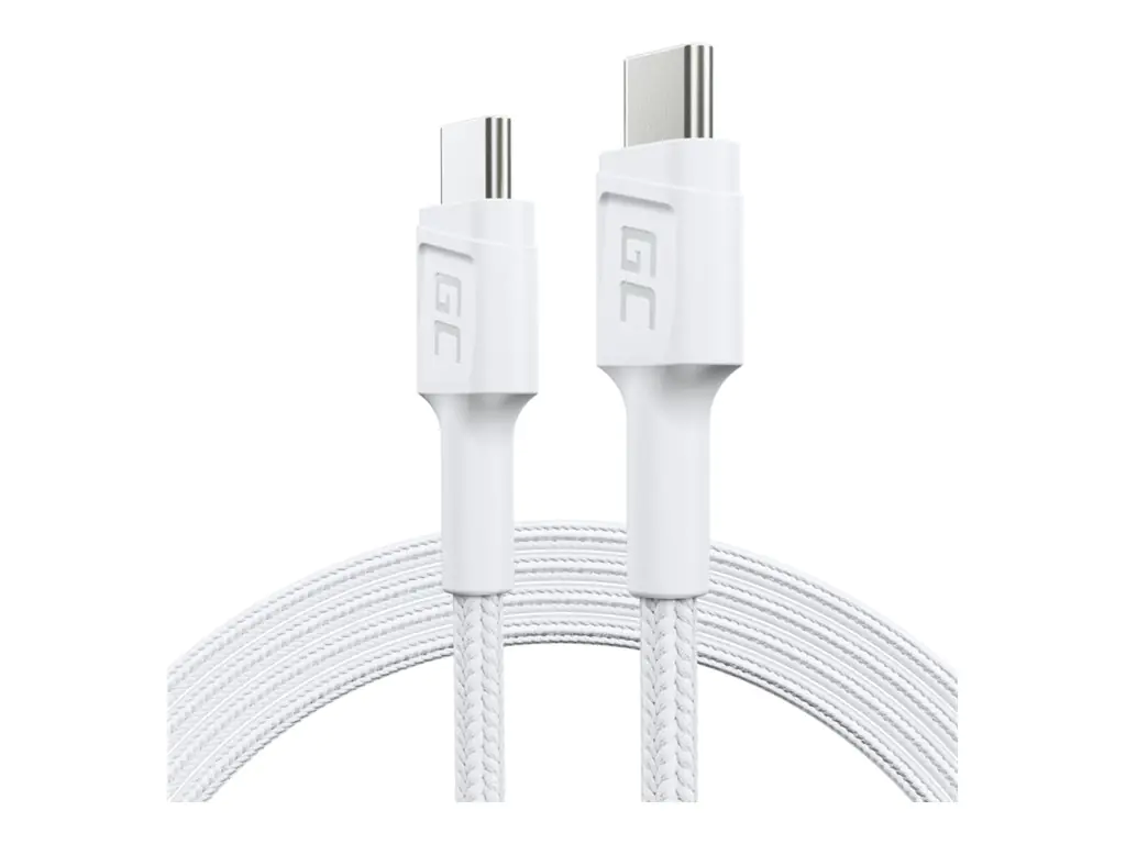Green Cell PowerStream - USB-Kabel - 24 pin USB-C (M) zu 24 pin USB-C (M) - 1.2 m - USB Power Delivery (60W), bis zu 480 Mbps - weiß