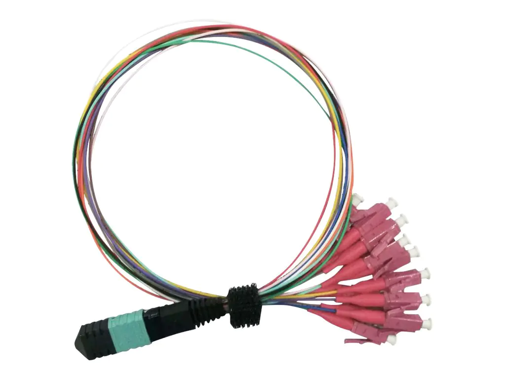 VALUE - Kabelpeitsche - MPO (M) zu LC (M) - 2 m - Glasfaser - 50/125 Mikrometer - OM4 - halogenfrei - farbenfroh