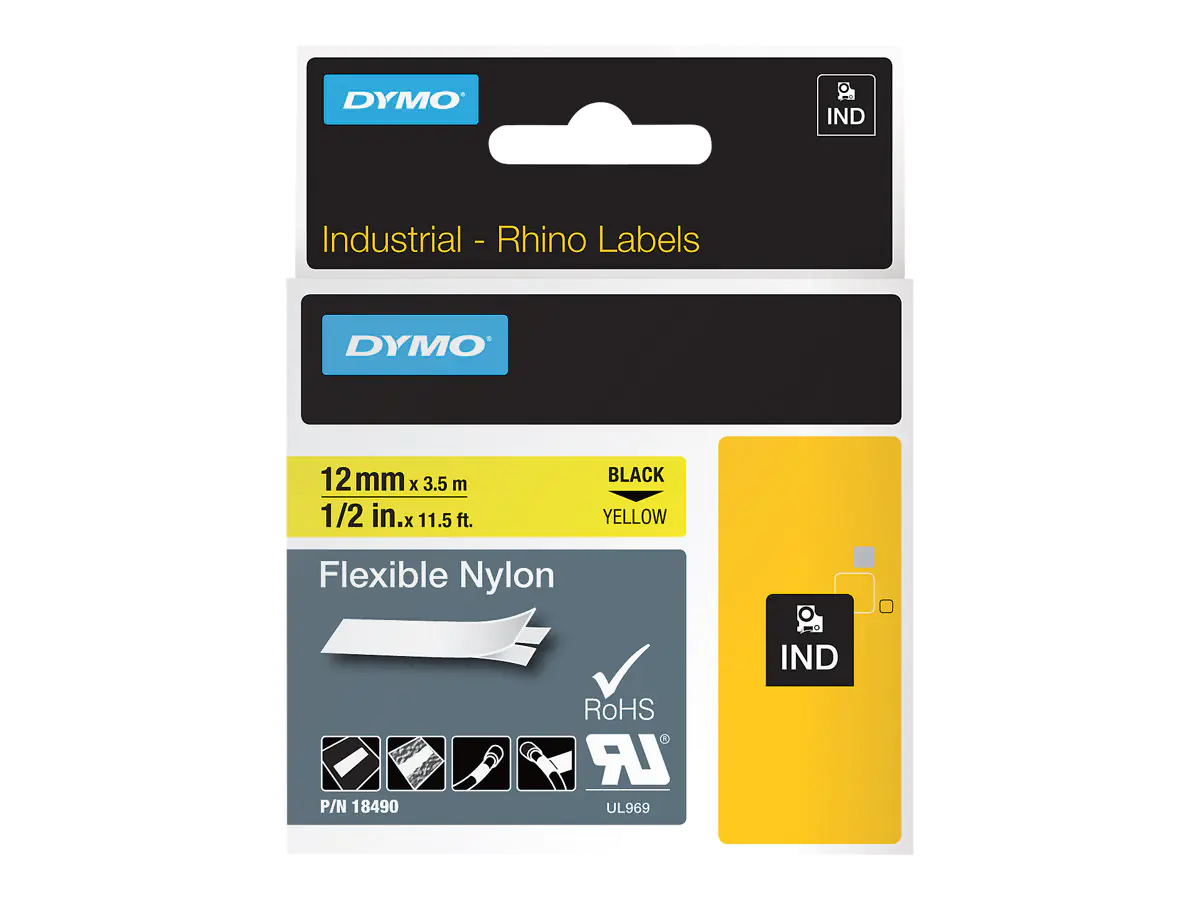 Dymo Nylon - Schwarz auf Gelb - Roll (1.2 cm x 3.5 m) 1 Kassette(n) Flexitape