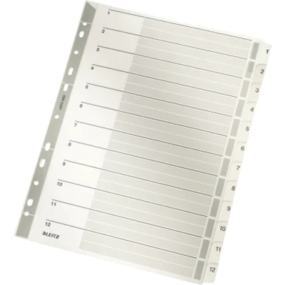 Leitz Register 43250000 DIN A4 1-12 volle Höhe 160g Karton grau