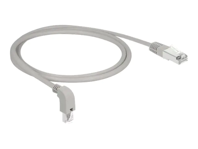 Delock - Patch-Kabel - RJ-45 (M) nach unten gewinkelt zu RJ-45 (M) gerade - 1 m - S/FTP - CAT 6a - halogenfrei - Grau