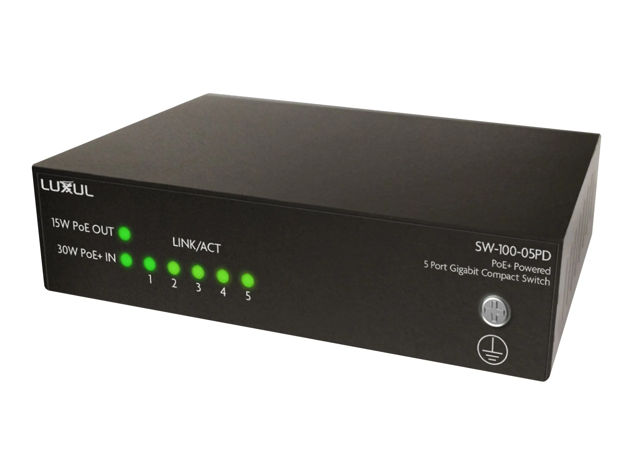 Vaddio Luxul SW-100-05PD - Switch - unmanaged - 1 x 10/100/1000 (PoE+ input / uplink)