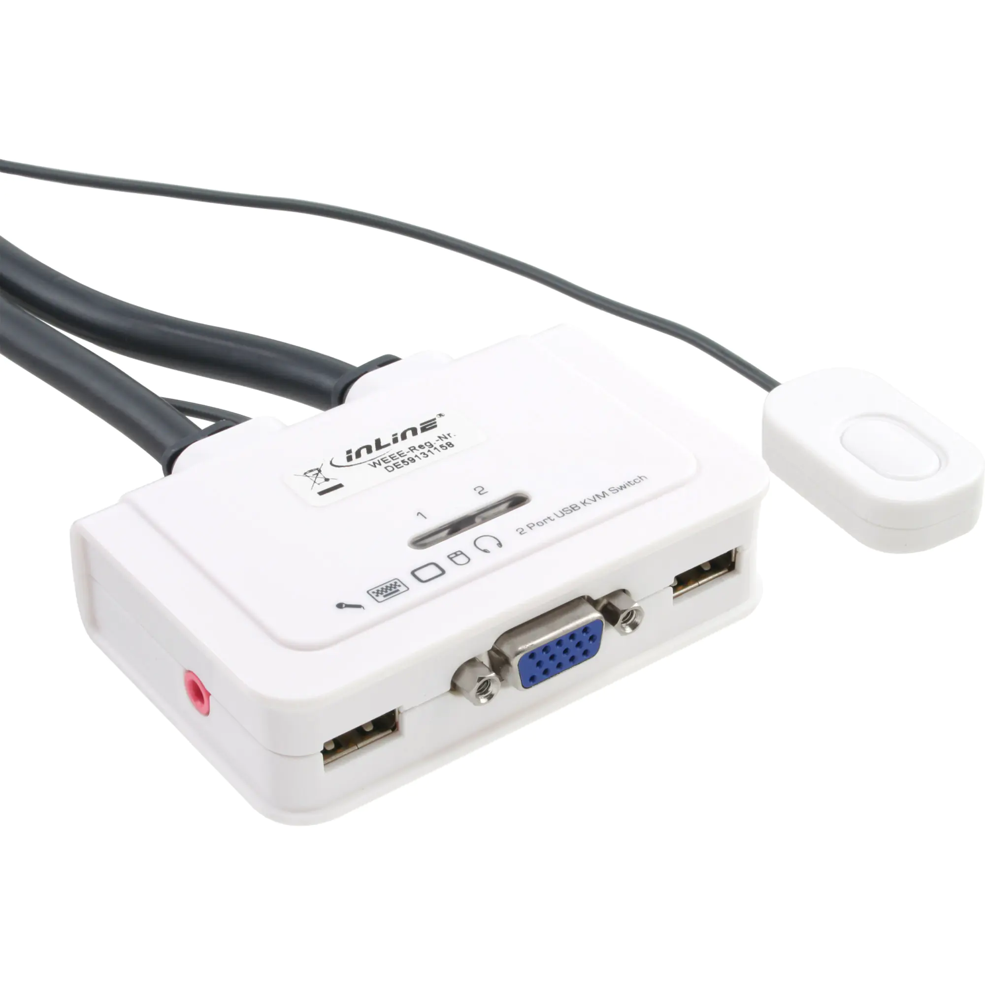 InLine Cable KVM Switch - KVM-/Audio-/USB-Switch - 2 x KVM/Audio/USB - 1 lokaler Benutzer - Desktop