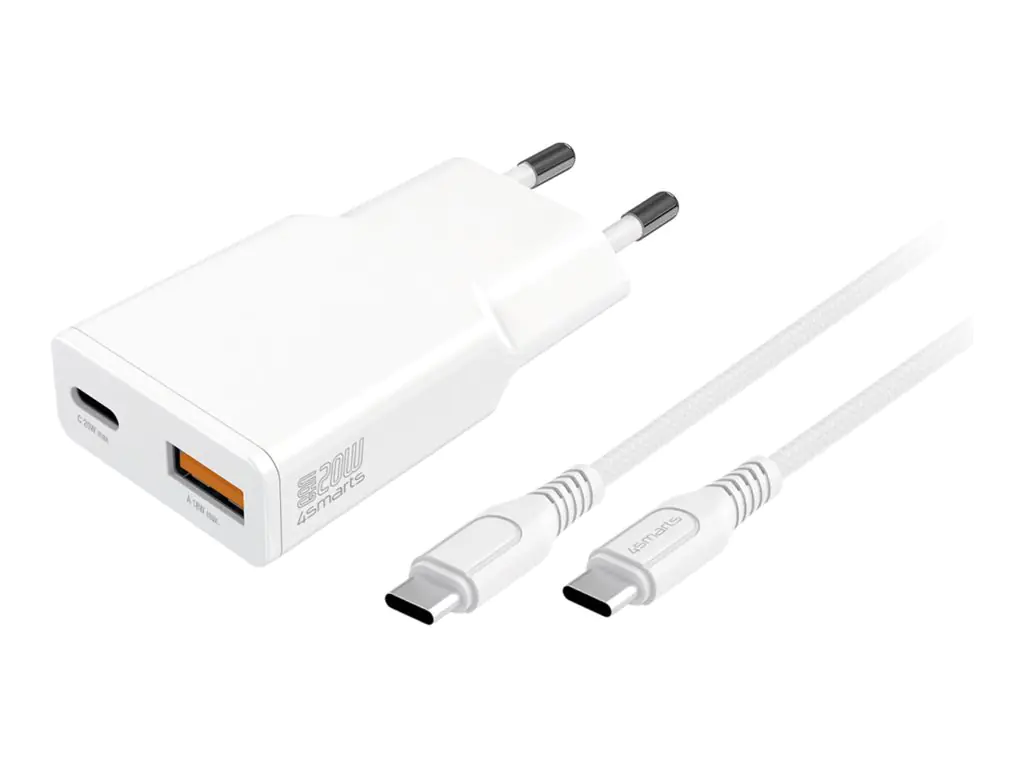 4smarts Netzladegerät PDPlug Slim Duos GaN 1C und USB-C Kabel