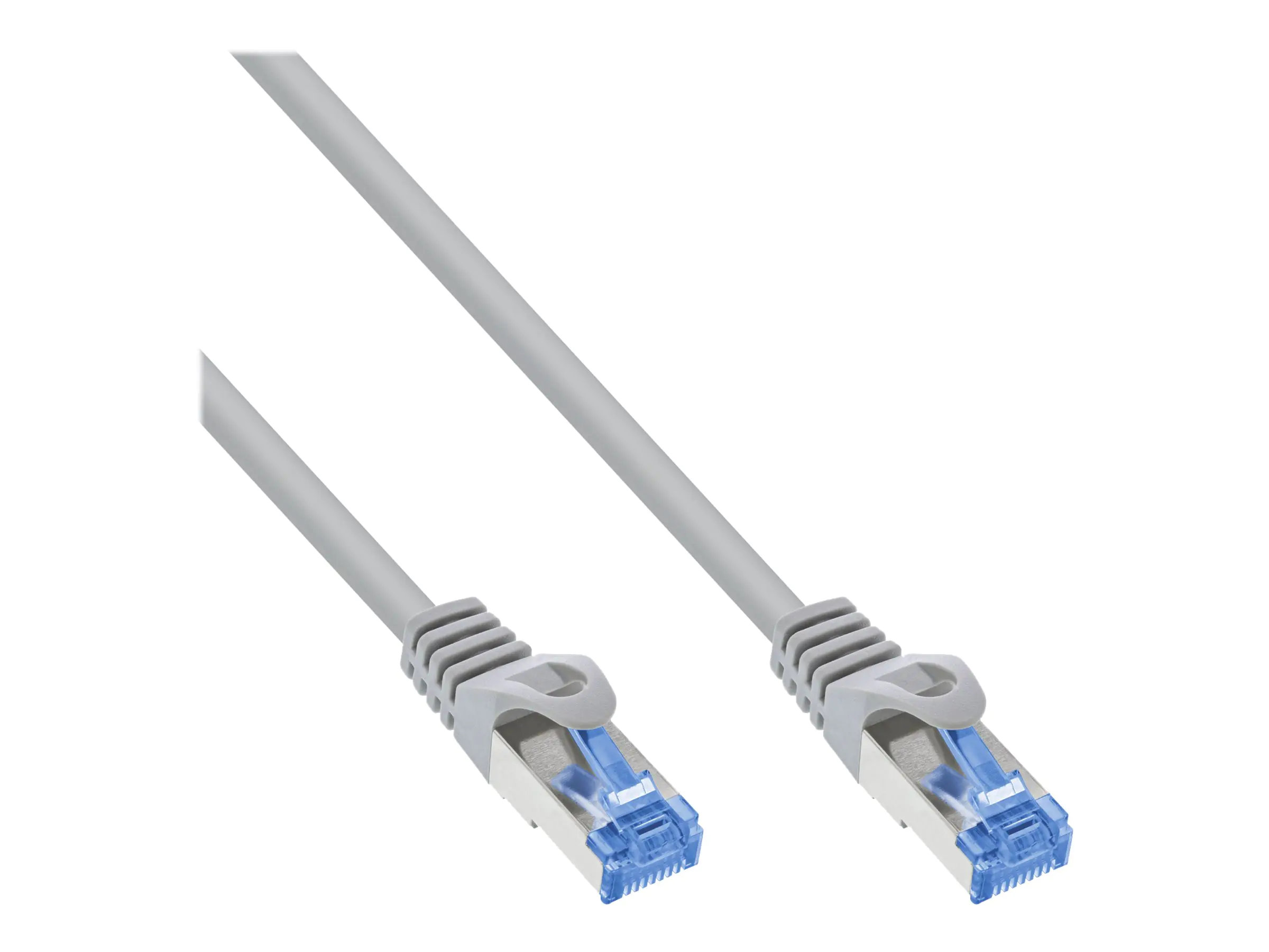 InLine - Patch-Kabel - RJ-45 (M) zu RJ-45 (M) - 15 m - SFTP, PiMF - CAT 6a - halogenfrei, ohne Haken, verseilt - Grau