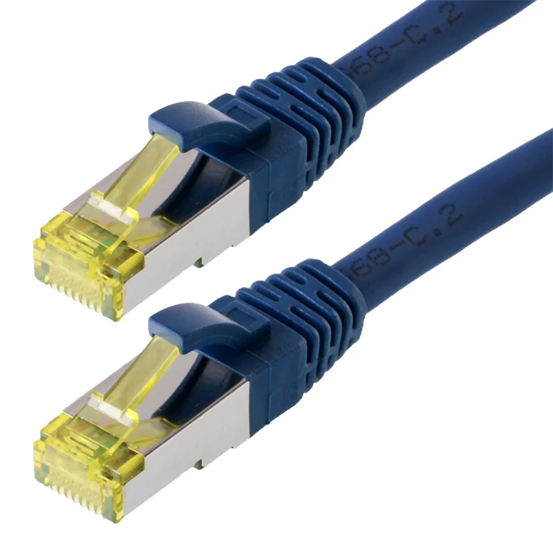 Patchkabel S/FTP (PIMF) CAT 6A, blau 2,0m halogenfrei