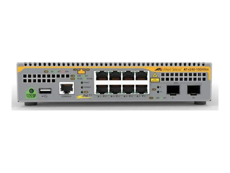 Allied Telesis AT x240-10GHXm - Switch - L3 - managed - 8 x 10/100/1000/2.5G/5G (PoE++)