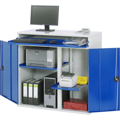 RAU PC-Arbeitsplatz Modell 60 1.100 x 1.060 x 520 mm (B x H x T) abschließbar Stahl, pulverbeschichtet