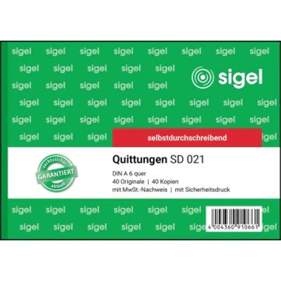 SIGEL Quittung SD21 DIN A6 quer selbstdurchschreibend 2x40Blatt
