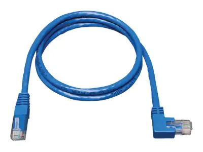 Tripp 3ft Cat6 Gigabit Molded Patch Cable RJ45 Right Angle to Straight M/M Blue 3' - Patch-Kabel